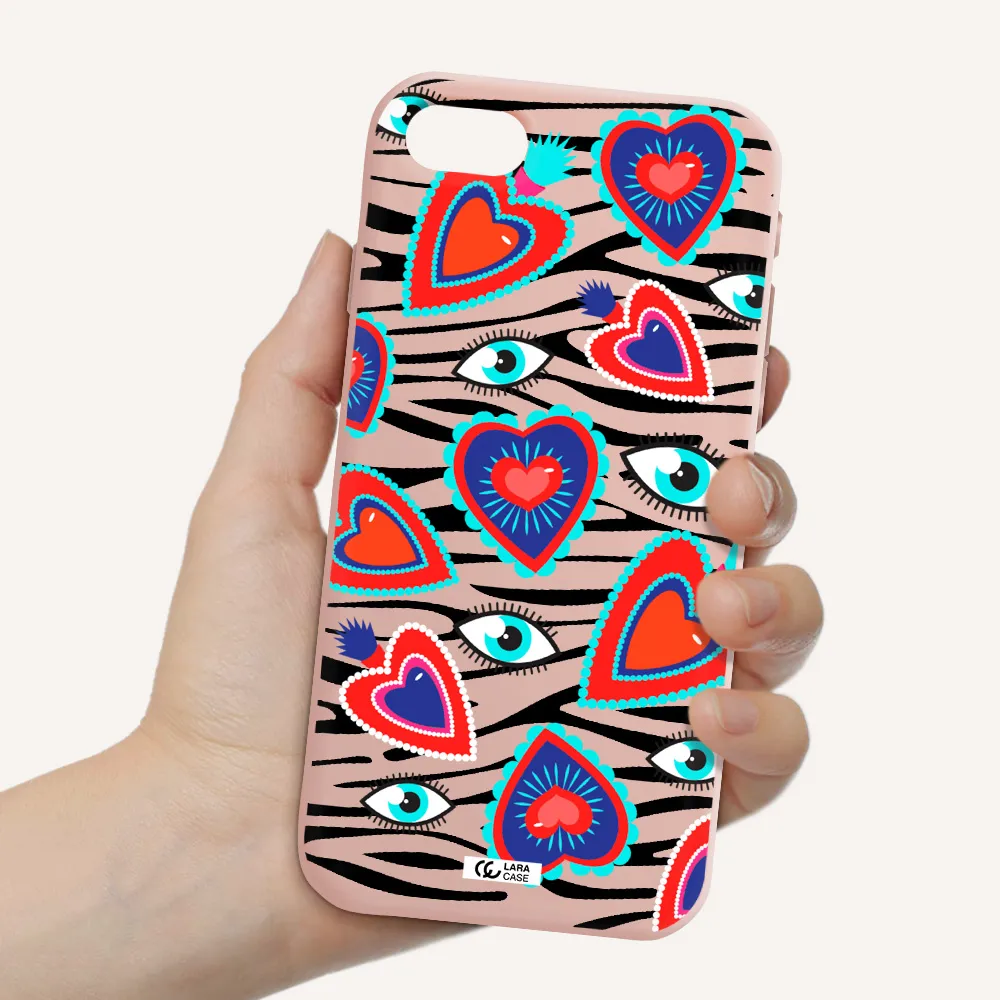 Eye Heart Apple iPhone se 2020 Silicone pastel pink Case