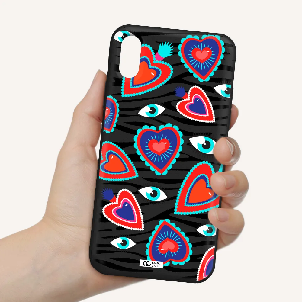 Eye Heart Apple iPhone X Silicone black Case