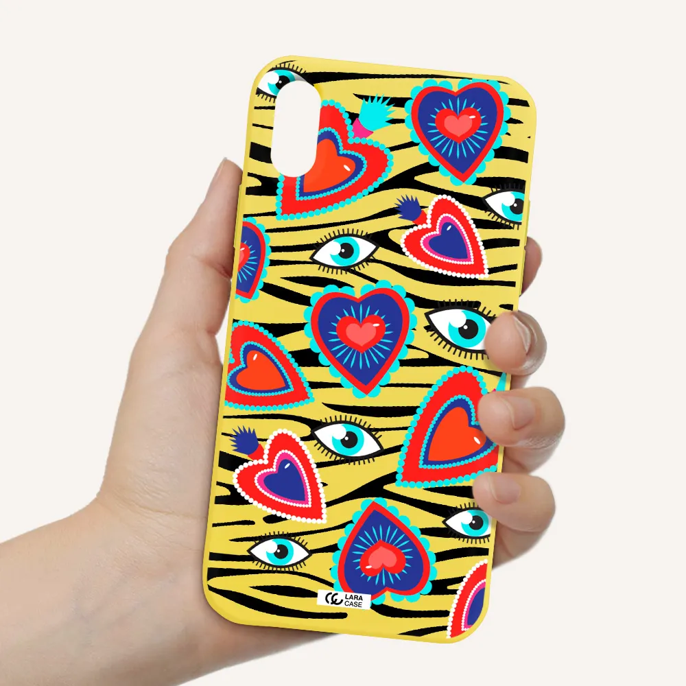 Eye Heart Apple iPhone X Silicone canary yellow Case
