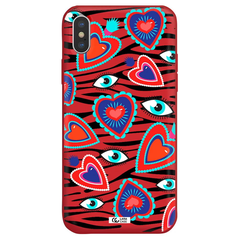 Eye Heart Apple iPhone X Silicone Imperial Red Case