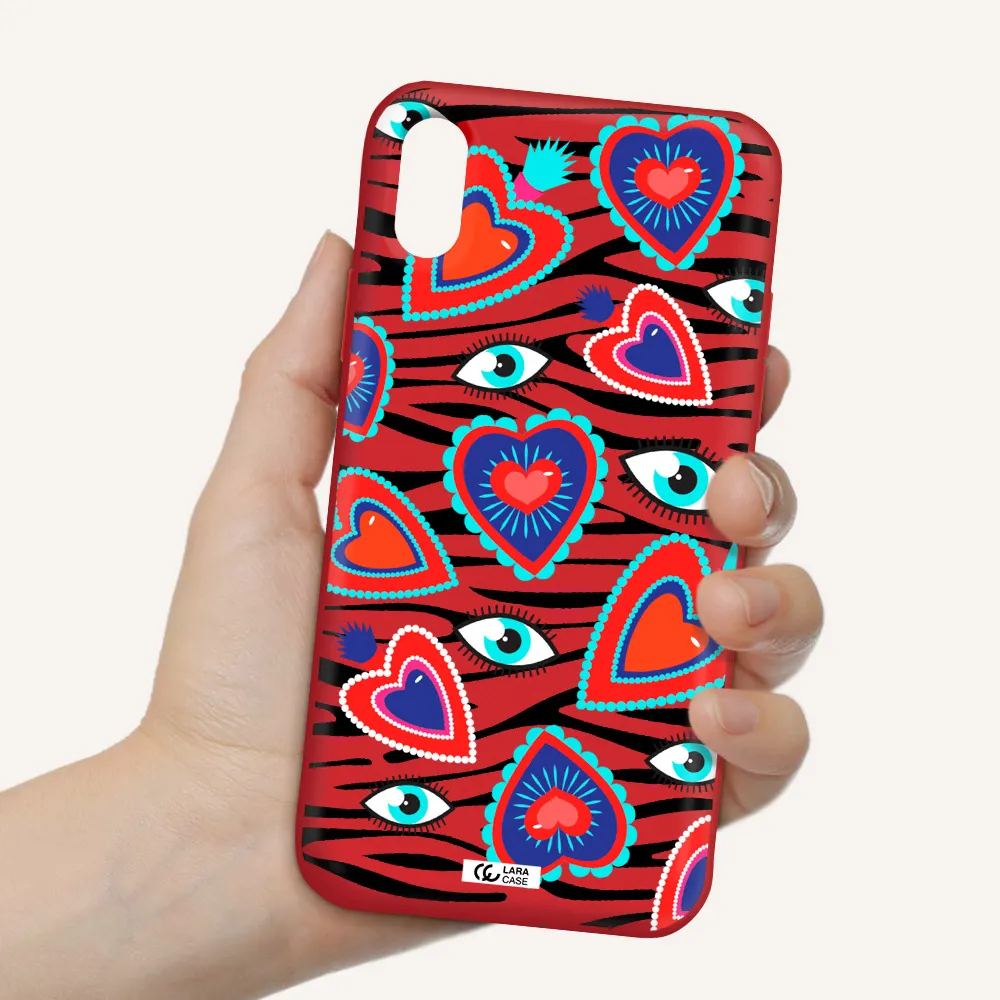 Eye Heart Apple iPhone X Silicone Imperial Red Case