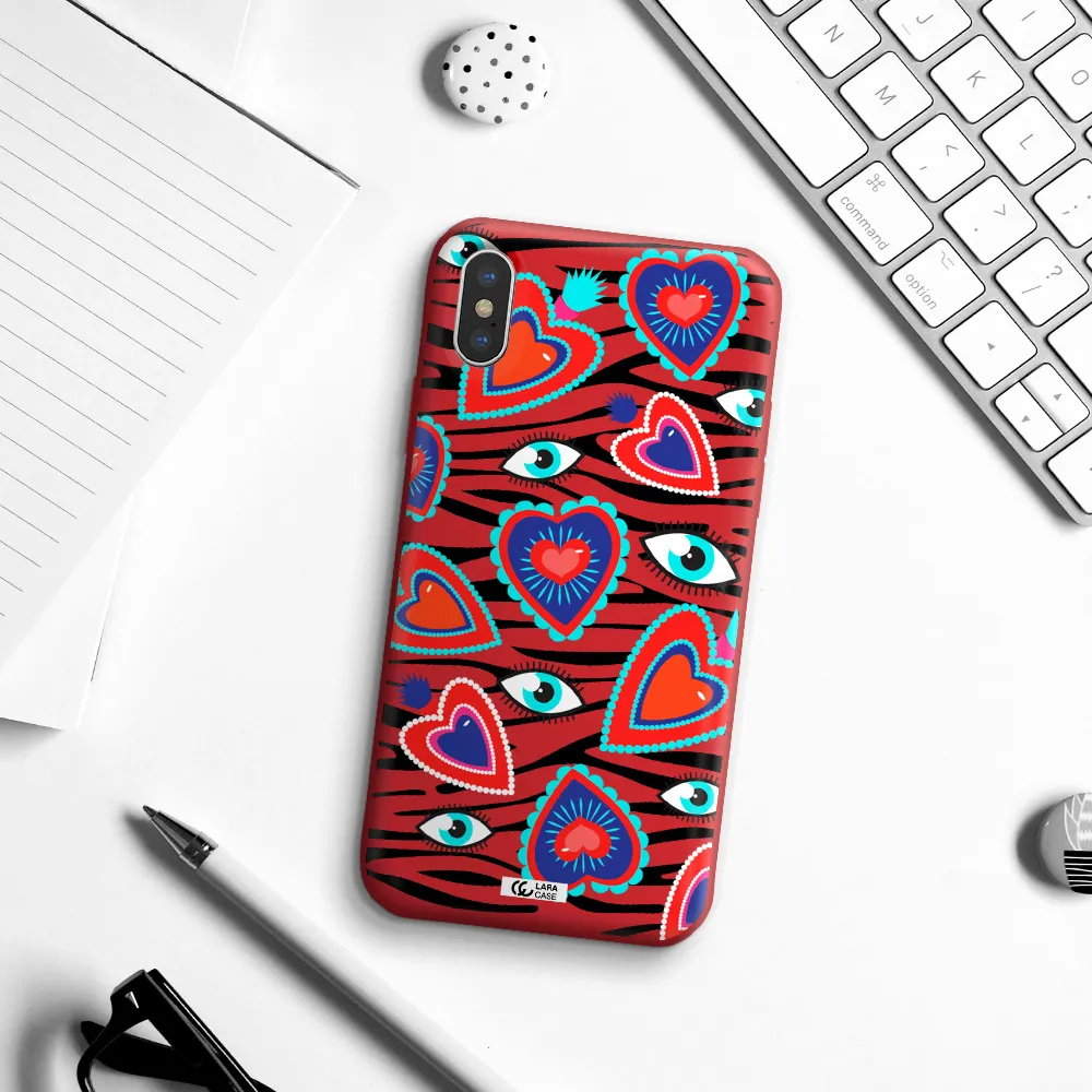 Eye Heart Apple iPhone X Silicone Imperial Red Case