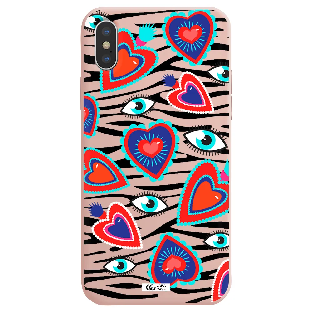 Eye Heart Apple iPhone X Silicone pastel pink Case