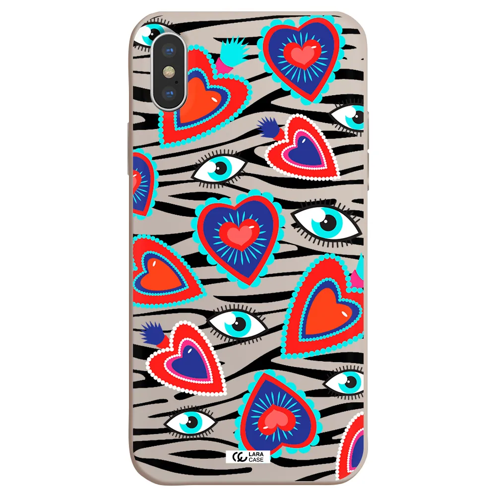 Eye Heart Apple iPhone X Silicone Stone Case
