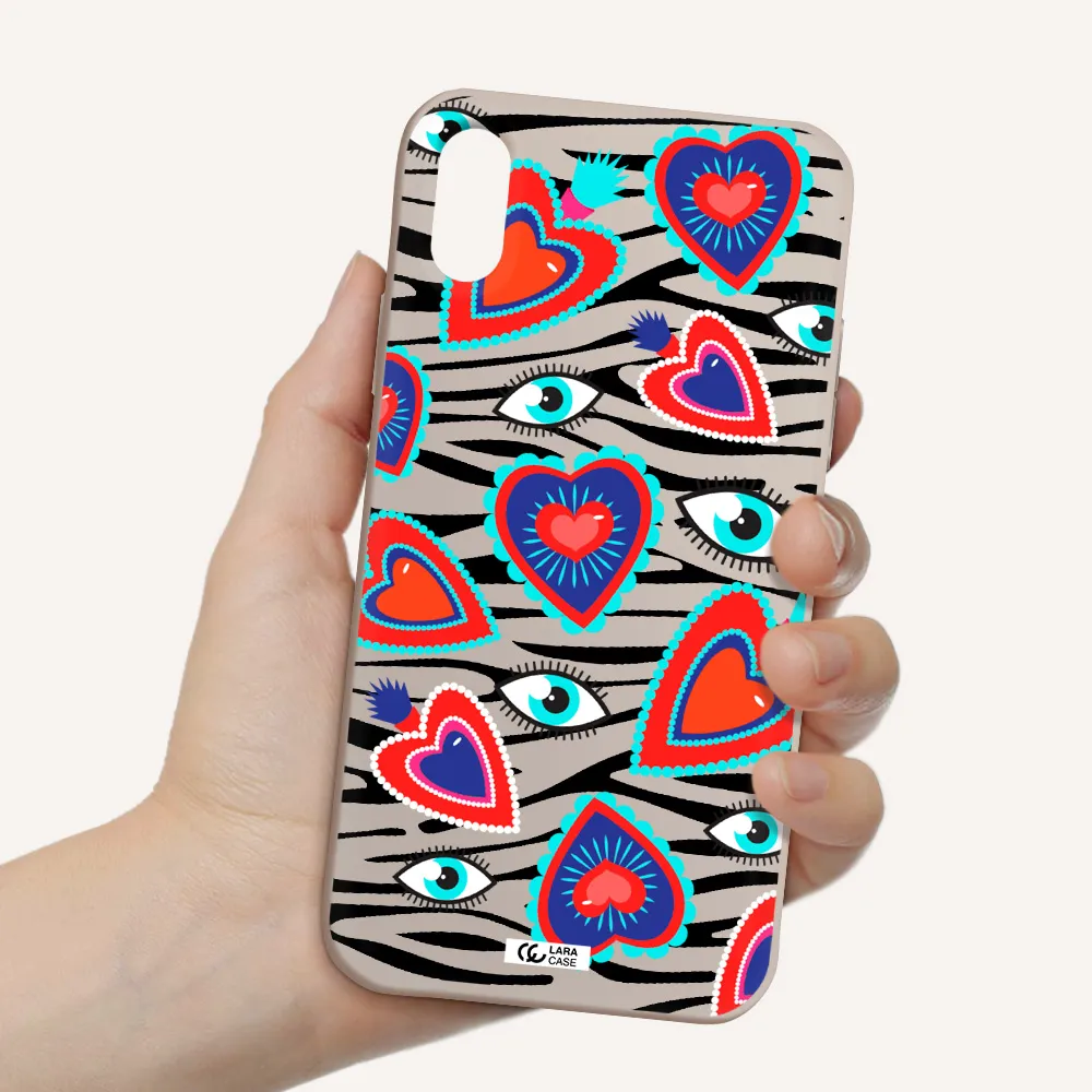 Eye Heart Apple iPhone X Silicone Stone Case