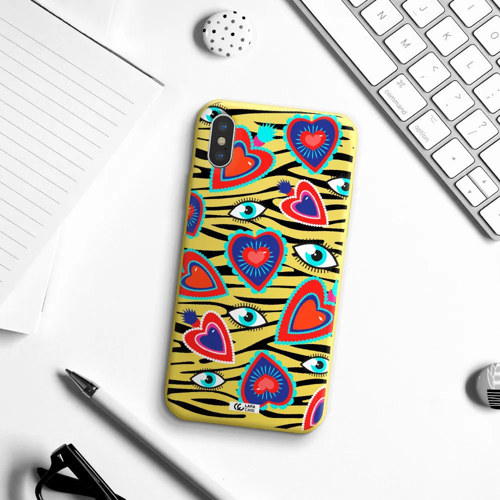 Eye Heart Apple iPhone XS Silicone canary yellow Case