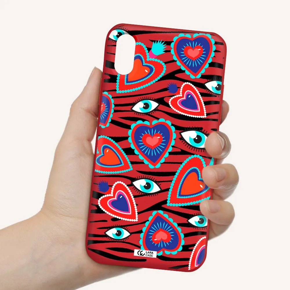 Eye Heart Apple iPhone XS Silicone Imperial Red Case