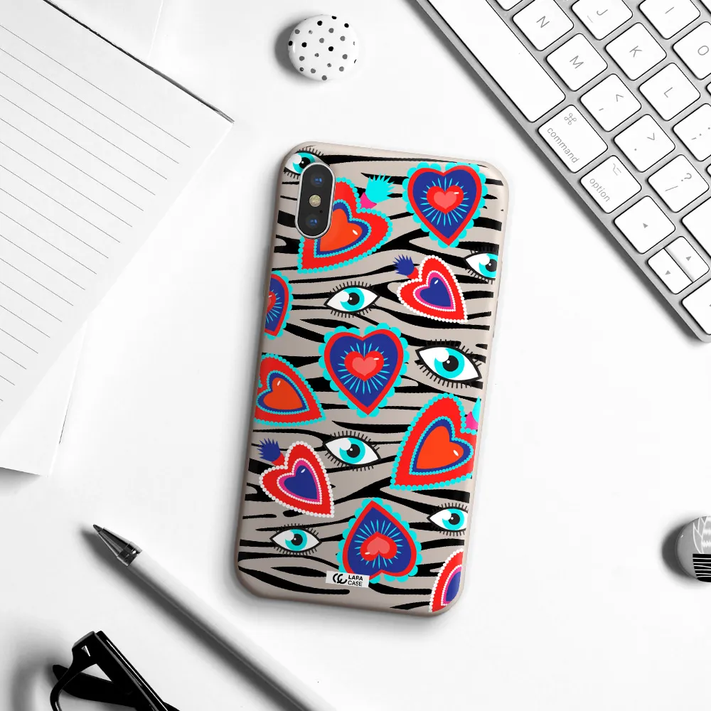 Eye Heart Apple iPhone XS Silicone Stone Case