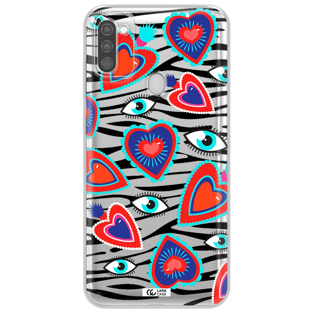 Eye Heart Samsung M11 Clear TPU Case
