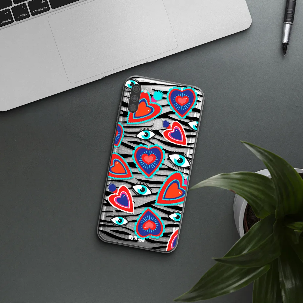 Eye Heart Samsung M11 Clear TPU Case