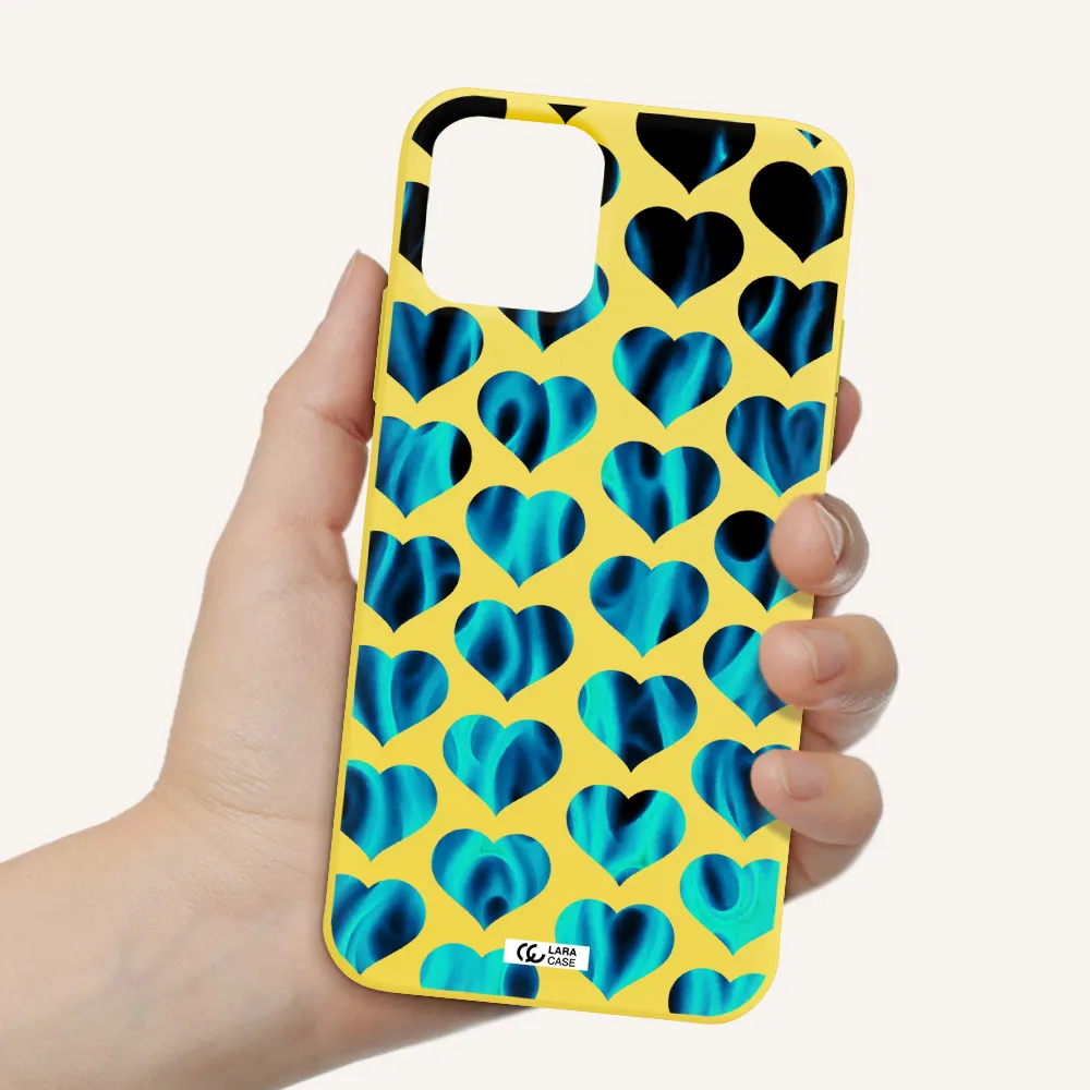 Heart Flame Apple iPhone 11 pro max Silicone canary yellow Case