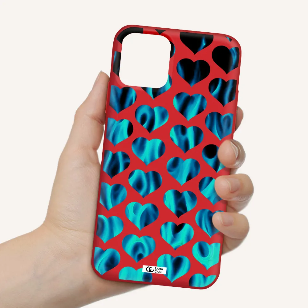 Heart Flame Apple iPhone 11 pro max Silicone Imperial Red Case