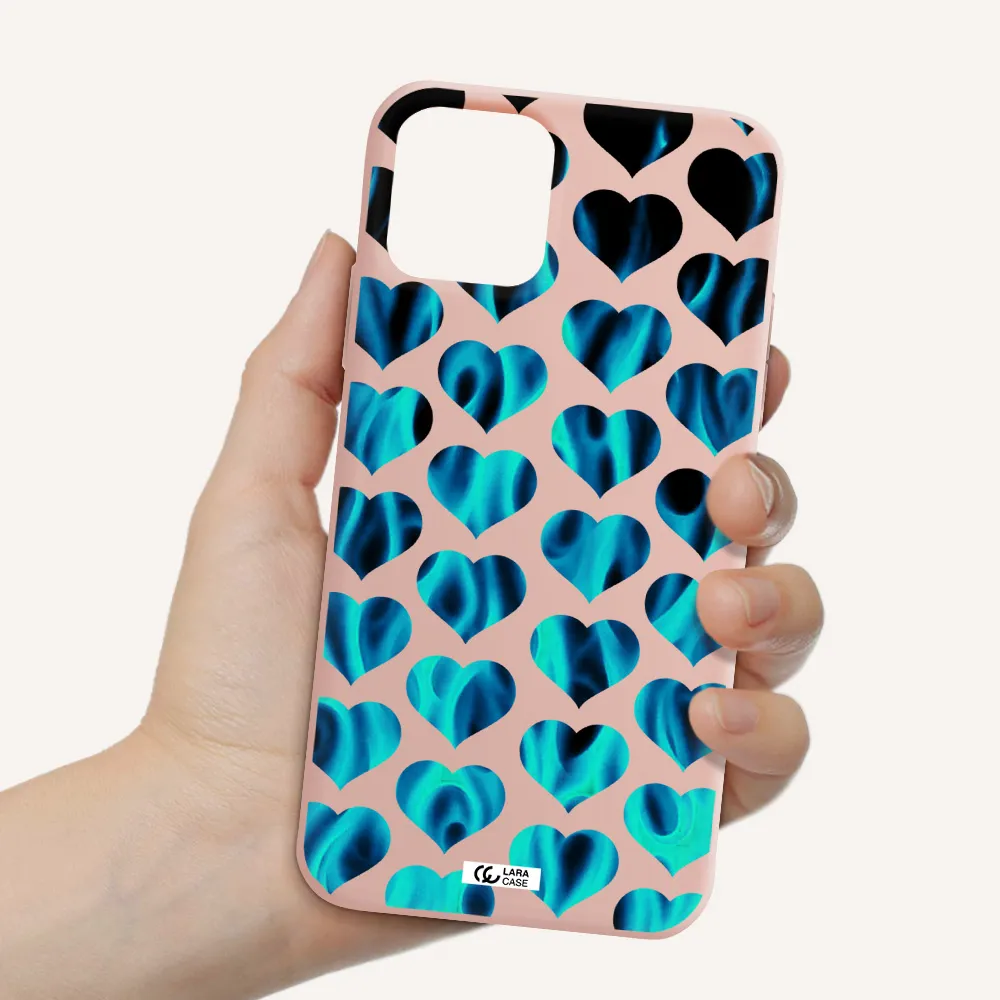Heart Flame Apple iPhone 11 pro max Silicone pastel pink Case