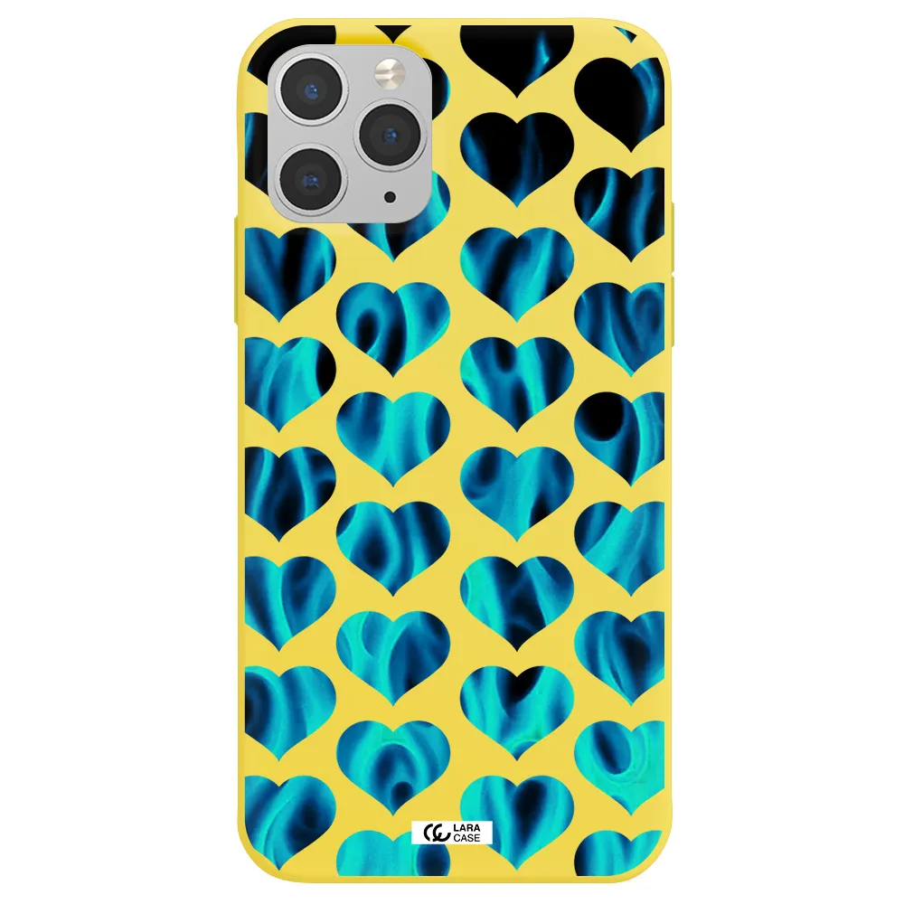 Heart Flame Apple iPhone 11 pro Silicone canary yellow Case