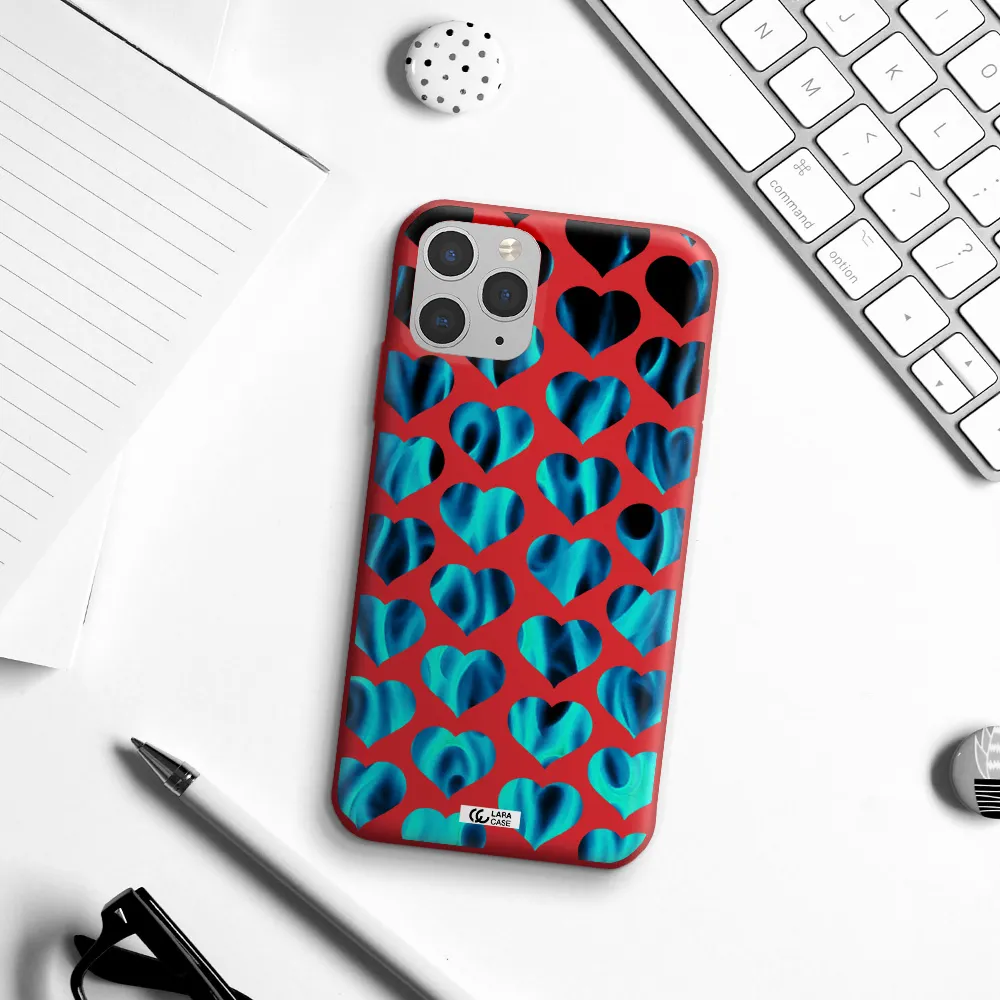 Heart Flame Apple iPhone 11 pro Silicone Imperial Red Case