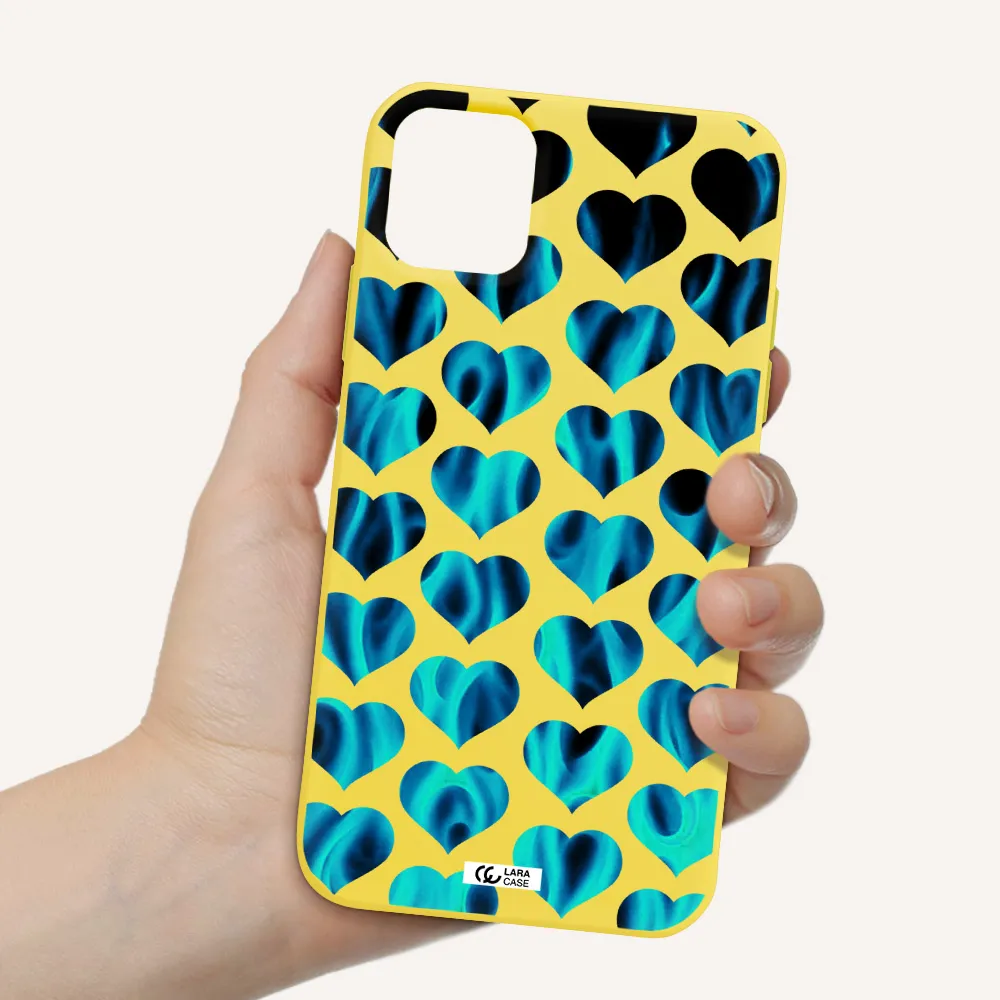 Heart Flame Apple iPhone 11 Silicone canary yellow Case