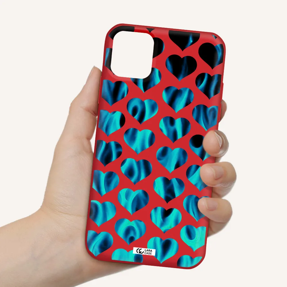 Heart Flame Apple iPhone 11 Silicone Imperial Red Case