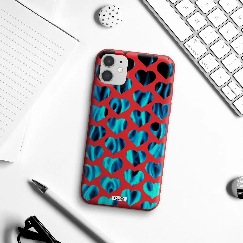 Heart Flame Apple iPhone 11 Silicone Imperial Red Case