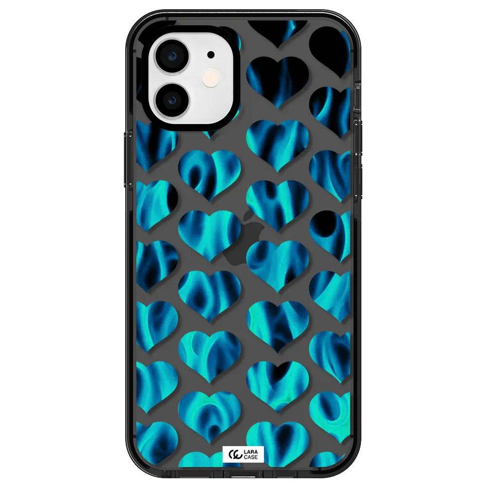 Heart Flame Apple iPhone 12 impact Smoke Black Case
