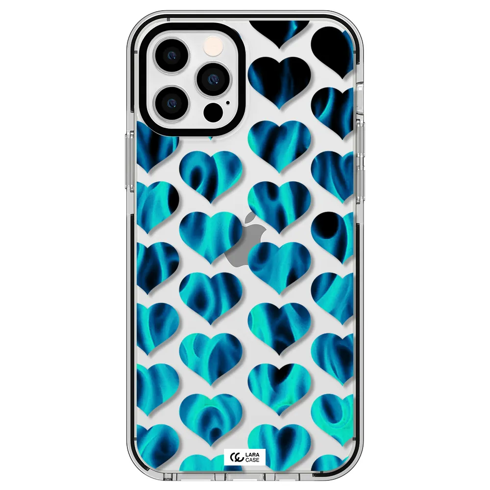Heart Flame Apple iPhone 12 pro impact black border Case