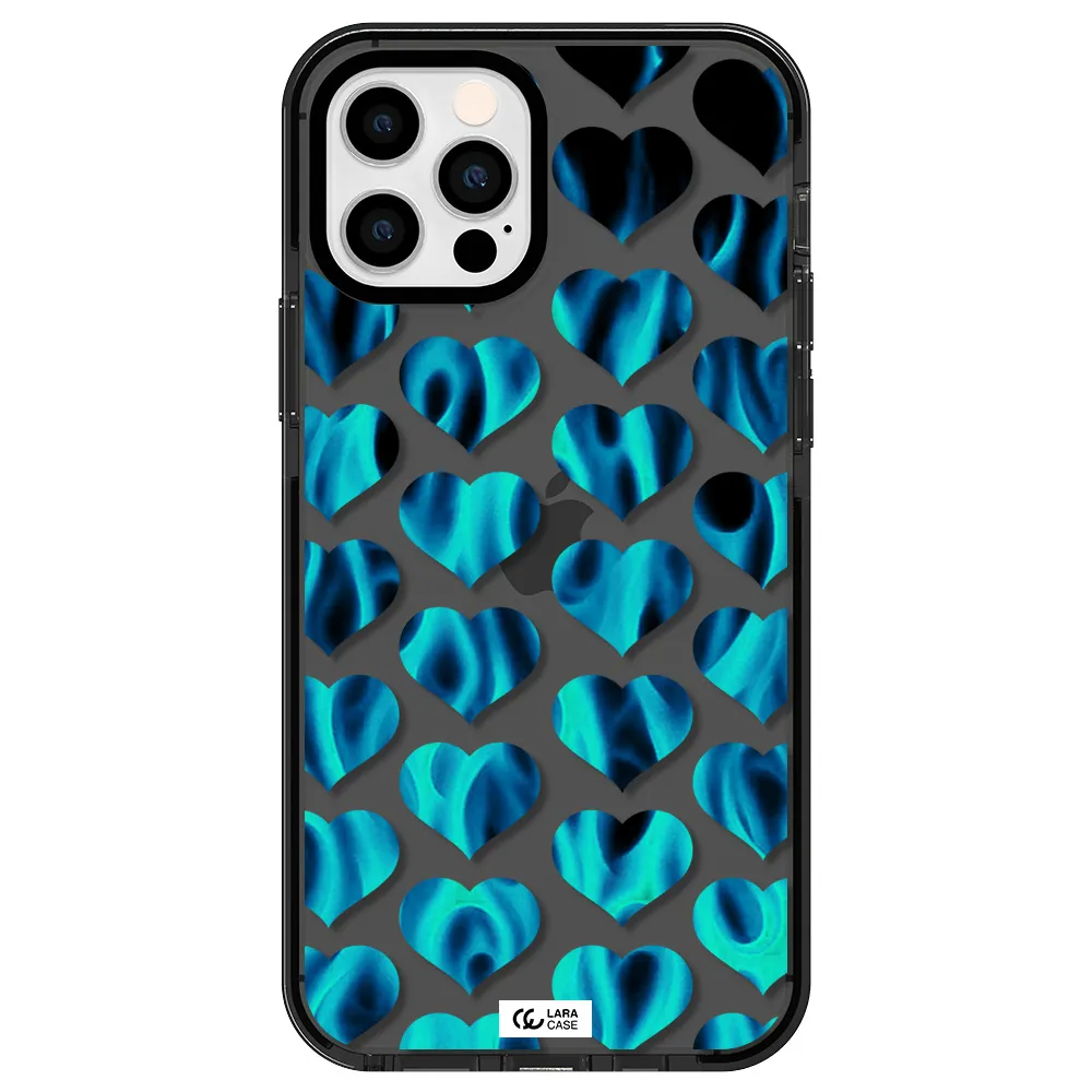 Heart Flame Apple iPhone 12 pro impact Smoke Black Case