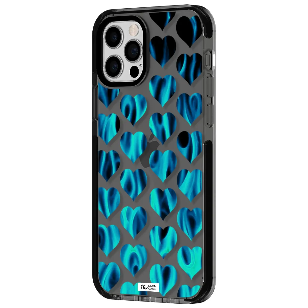 Heart Flame Apple iPhone 12 pro impact Smoke Black Case