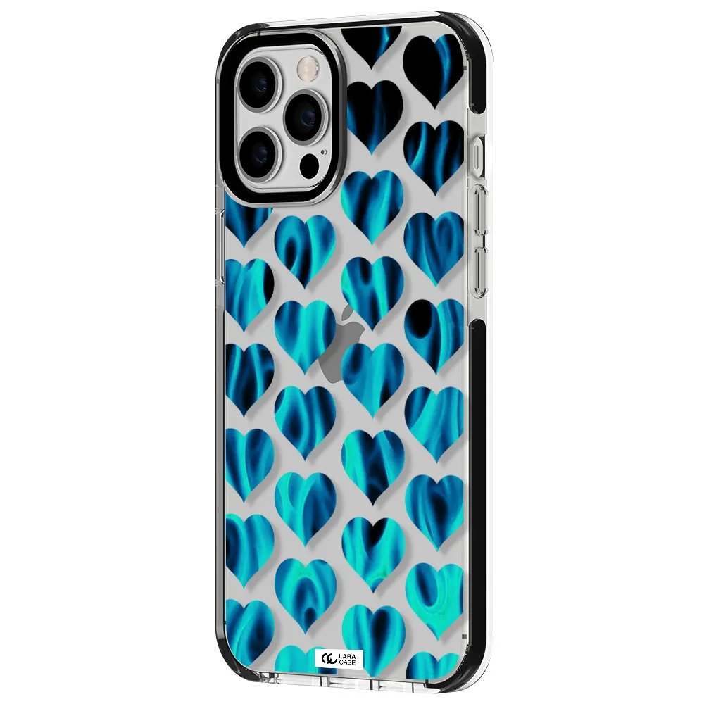 Heart Flame Apple iPhone 12 pro max impact black border Case
