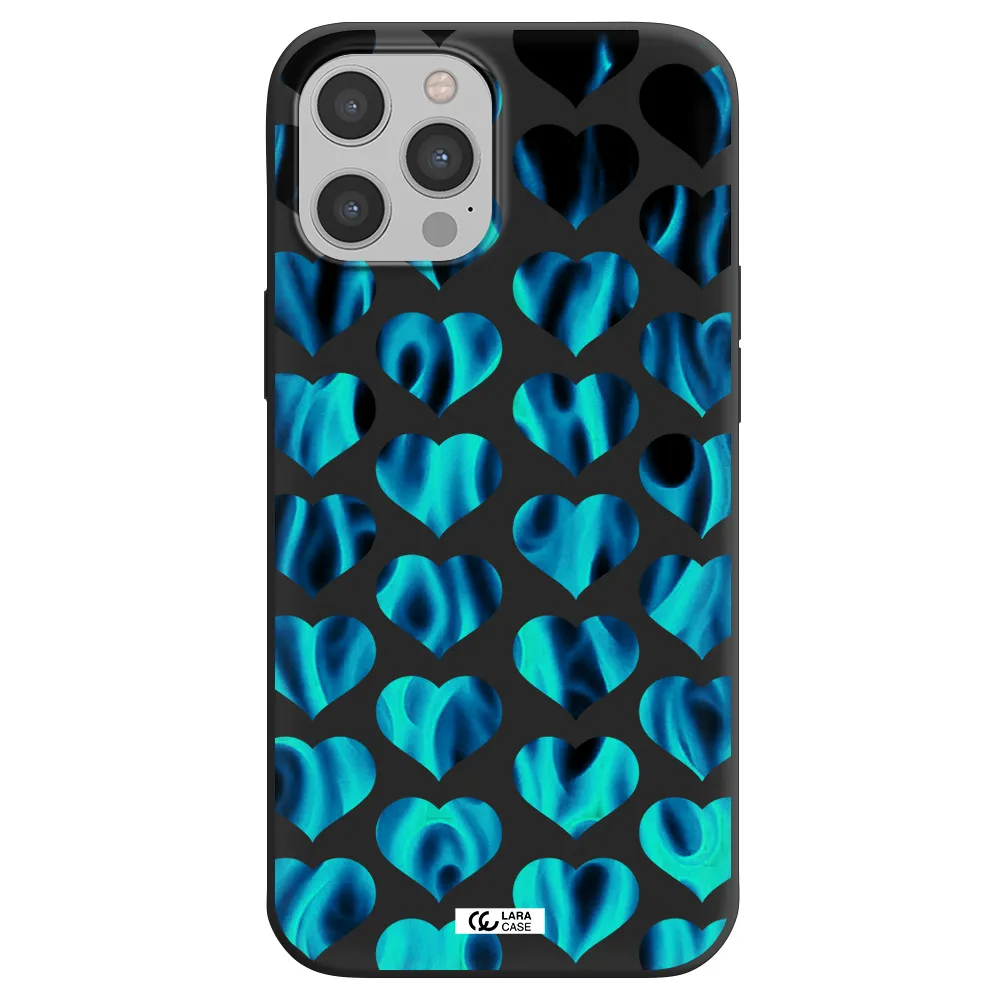 Heart Flame Apple iPhone 12 pro max Silicone black Case