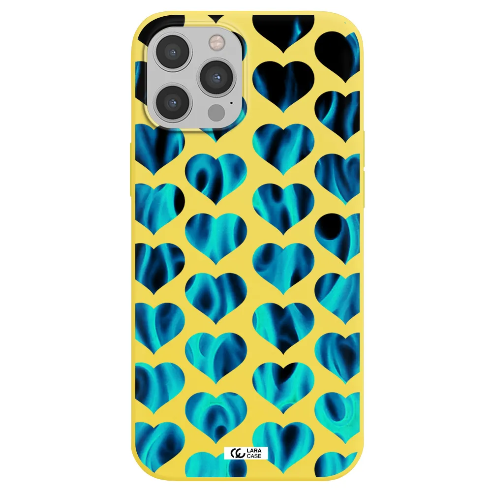 Heart Flame Apple iPhone 12 pro max Silicone canary yellow Case
