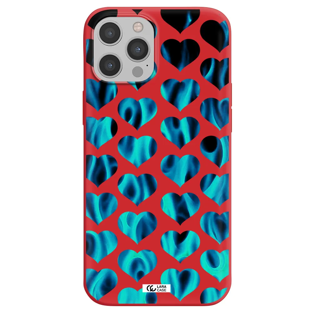 Heart Flame Apple iPhone 12 pro max Silicone Imperial Red Case
