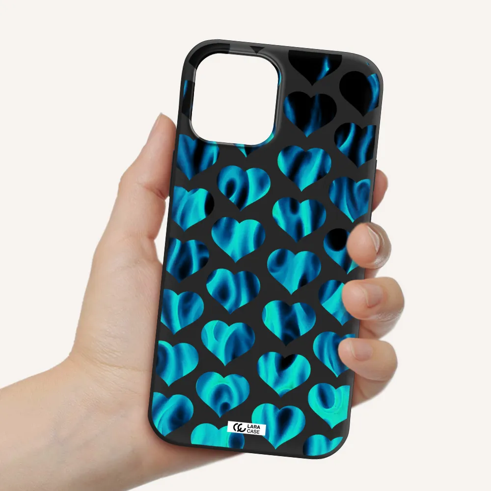 Heart Flame Apple iPhone 12 pro Silicone black Case