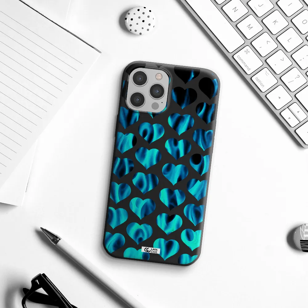 Heart Flame Apple iPhone 12 pro Silicone black Case