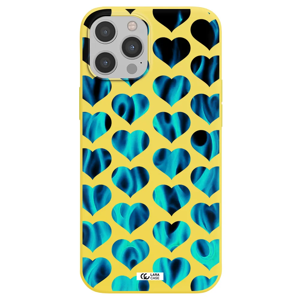 Heart Flame Apple iPhone 12 pro Silicone canary yellow Case