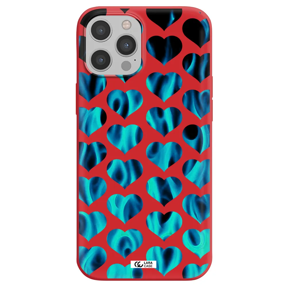 Heart Flame Apple iPhone 12 pro Silicone Imperial Red Case