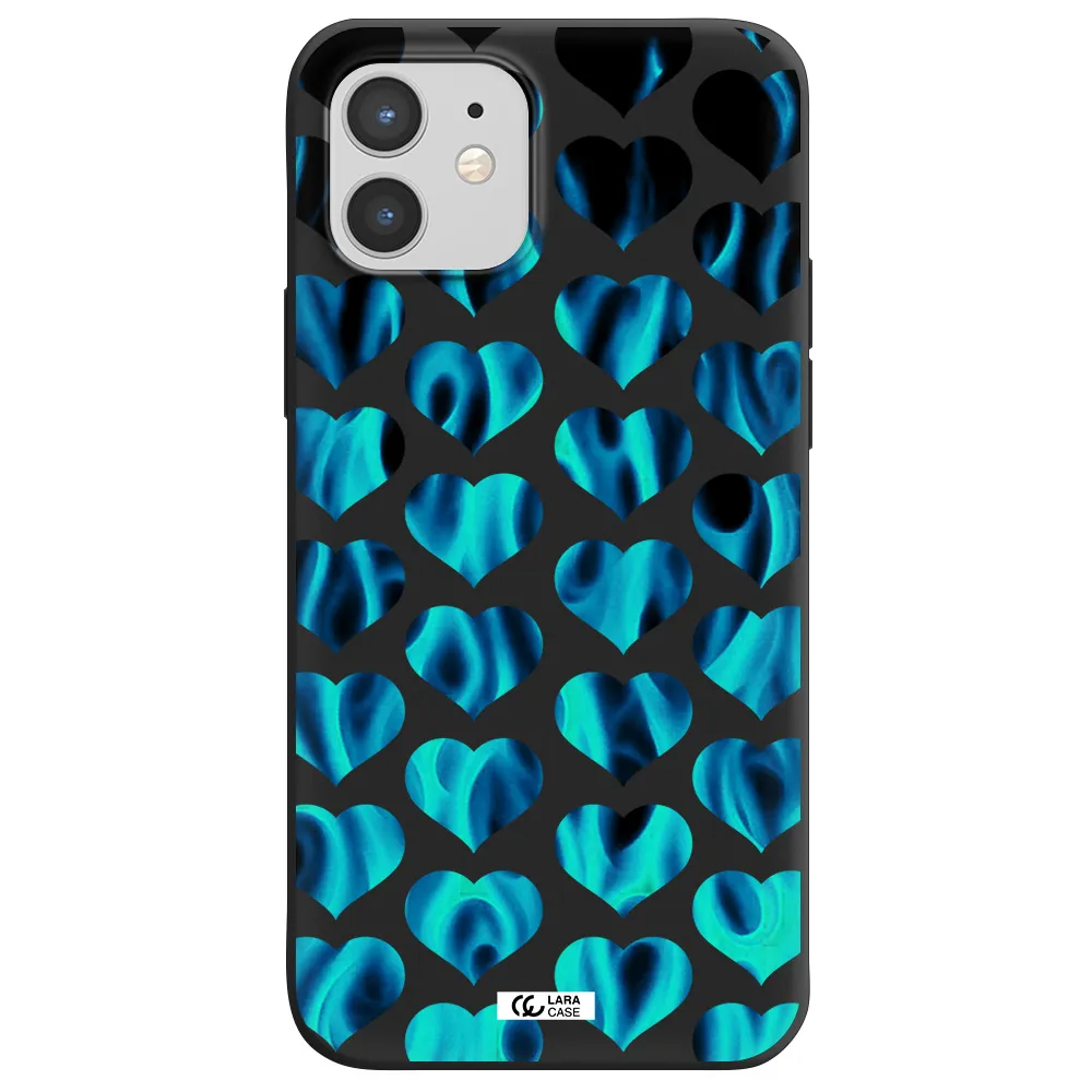 Heart Flame Apple iPhone 12 Silicone black Case