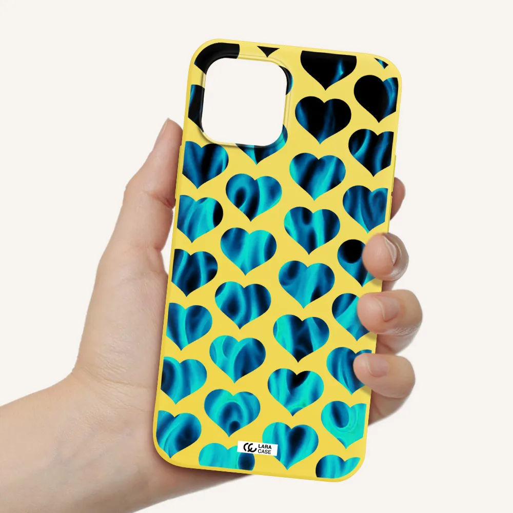 Heart Flame Apple iPhone 12 Silicone canary yellow Case