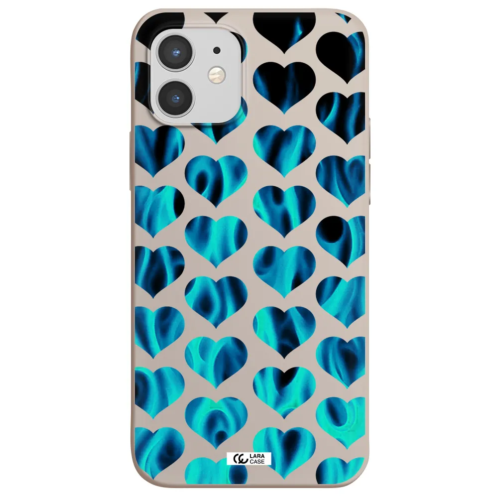Heart Flame Apple iPhone 12 Silicone Stone Case
