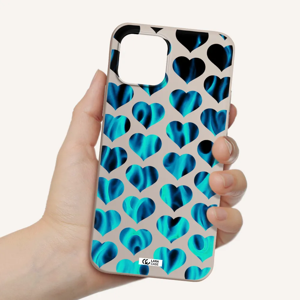 Heart Flame Apple iPhone 12 Silicone Stone Case