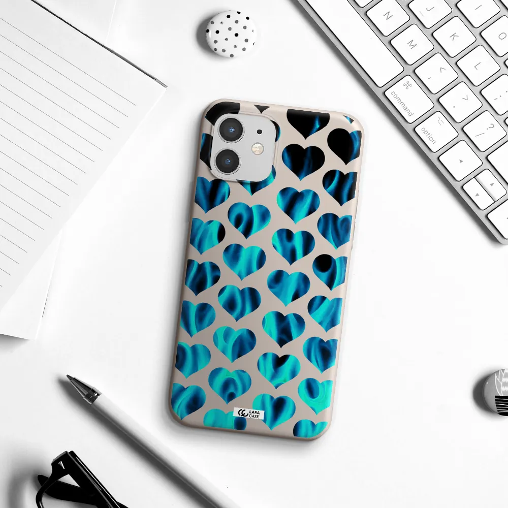 Heart Flame Apple iPhone 12 Silicone Stone Case