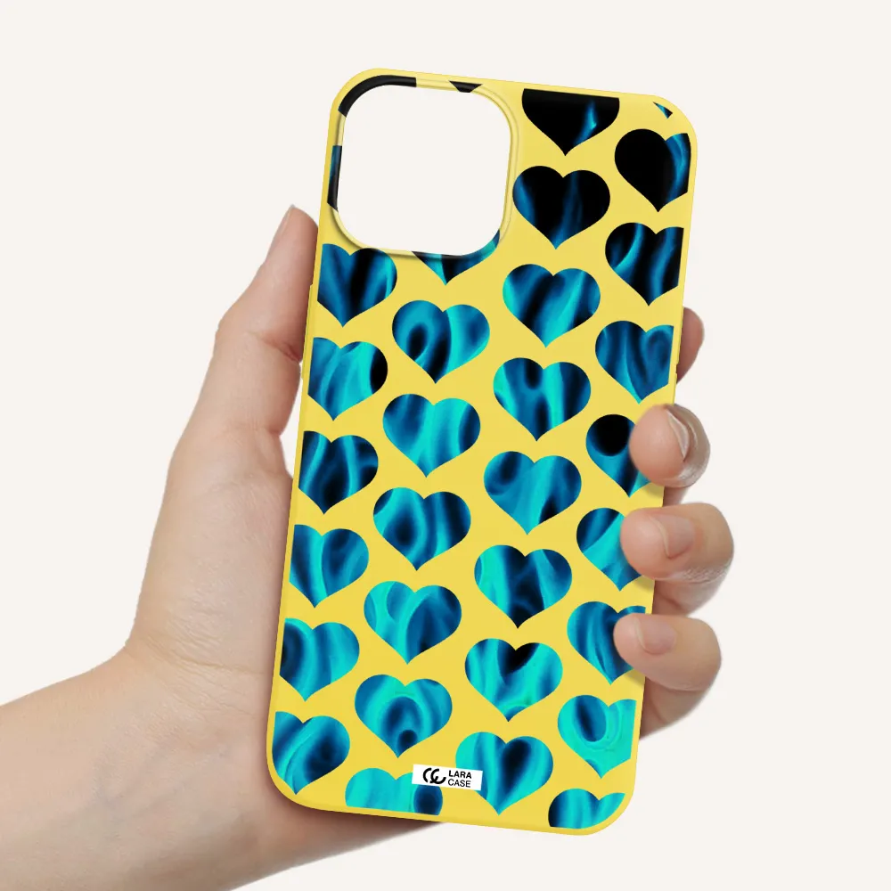 Heart Flame Apple iPhone 13 mini Silicone canary yellow Case