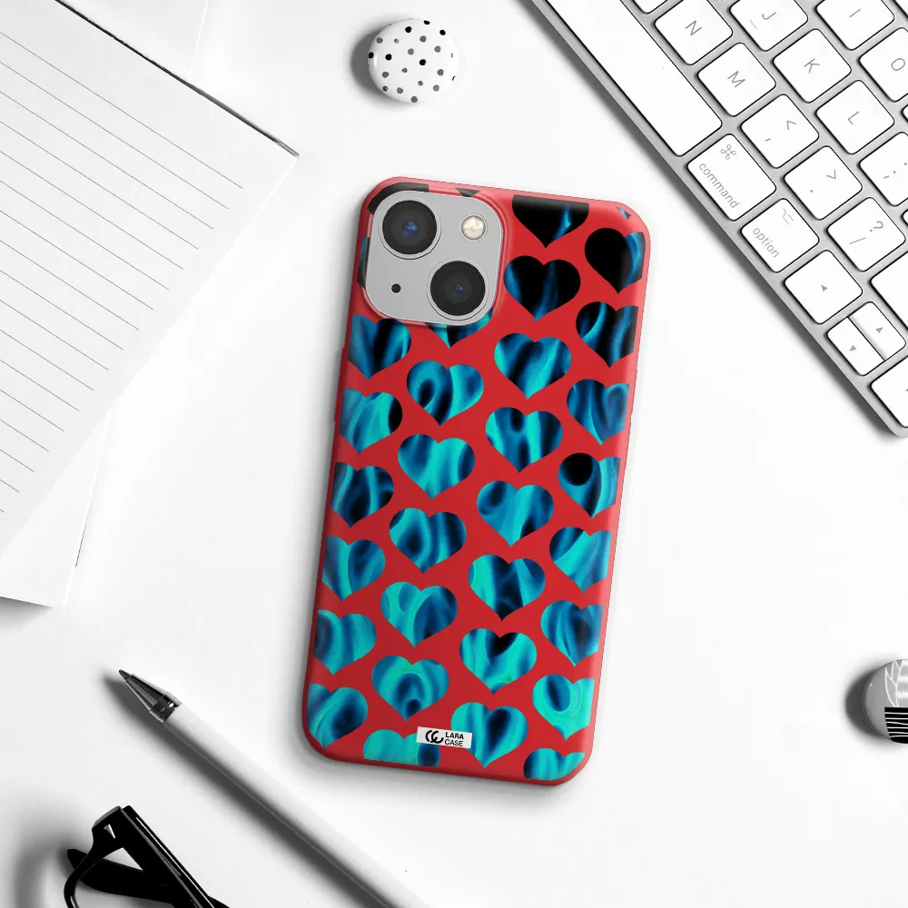 Heart Flame Apple iPhone 13 mini Silicone Imperial Red Case