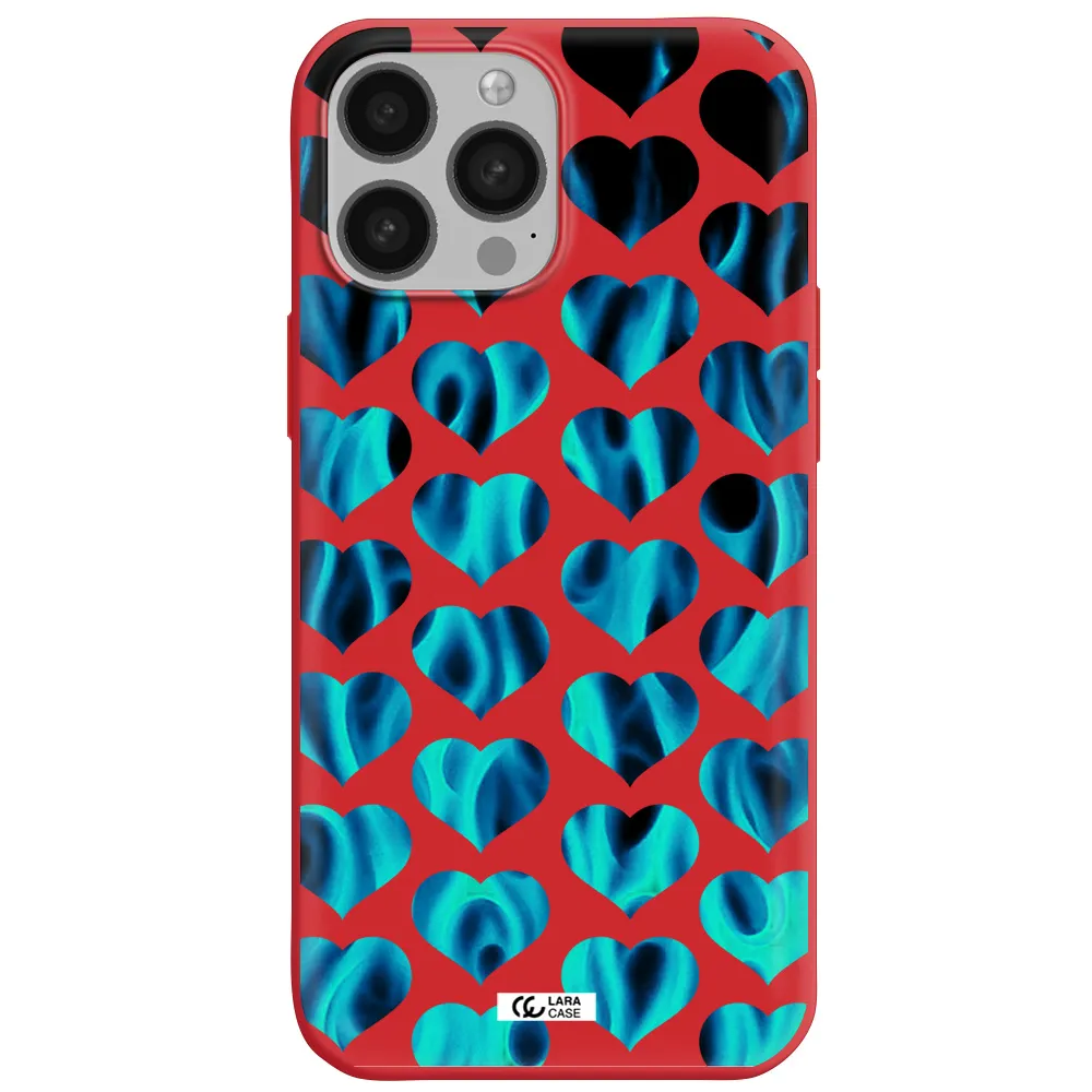 Heart Flame Apple iPhone 13 Pro Max Silicone Imperial Red Case