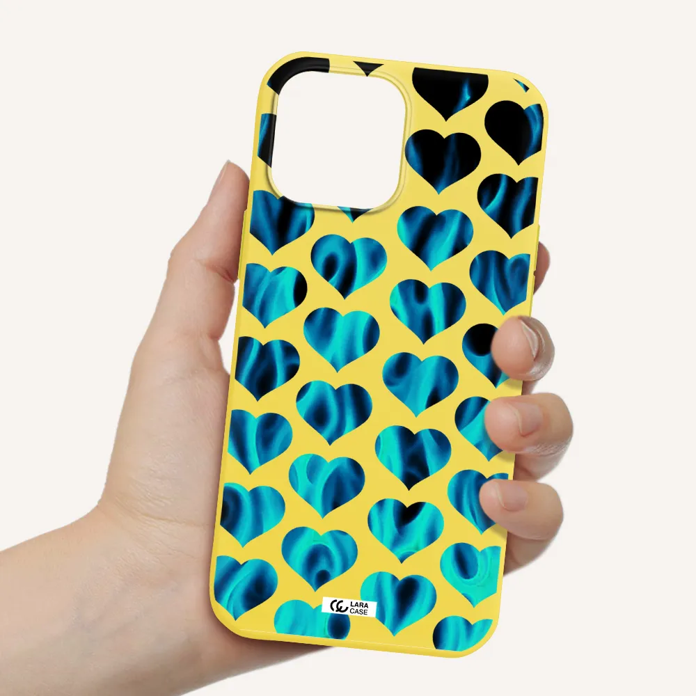 Heart Flame Apple iPhone 13 Pro Silicone canary yellow Case