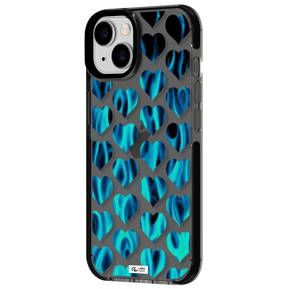 Heart Flame Apple iPhone 14 impact Smoke Black Case