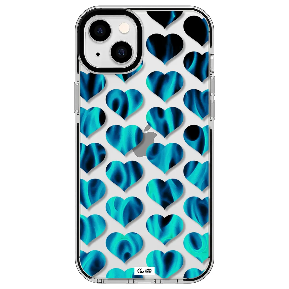 Heart Flame Apple iPhone 14 plus impact black border Case