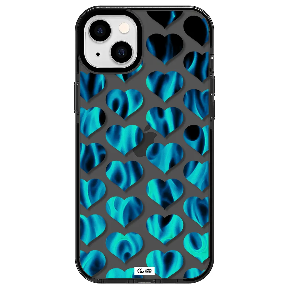 Heart Flame Apple iPhone 14 plus impact Smoke Black Case