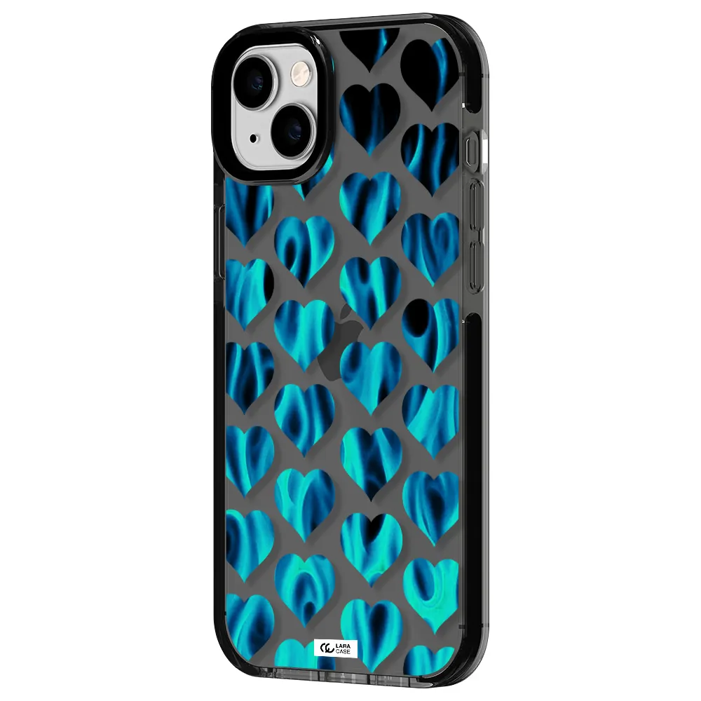 Heart Flame Apple iPhone 14 plus impact Smoke Black Case