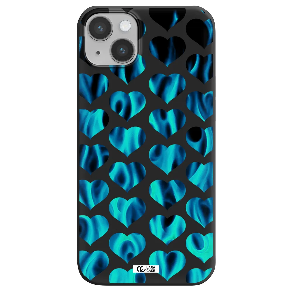 Heart Flame Apple iPhone 14 plus Silicone black Case