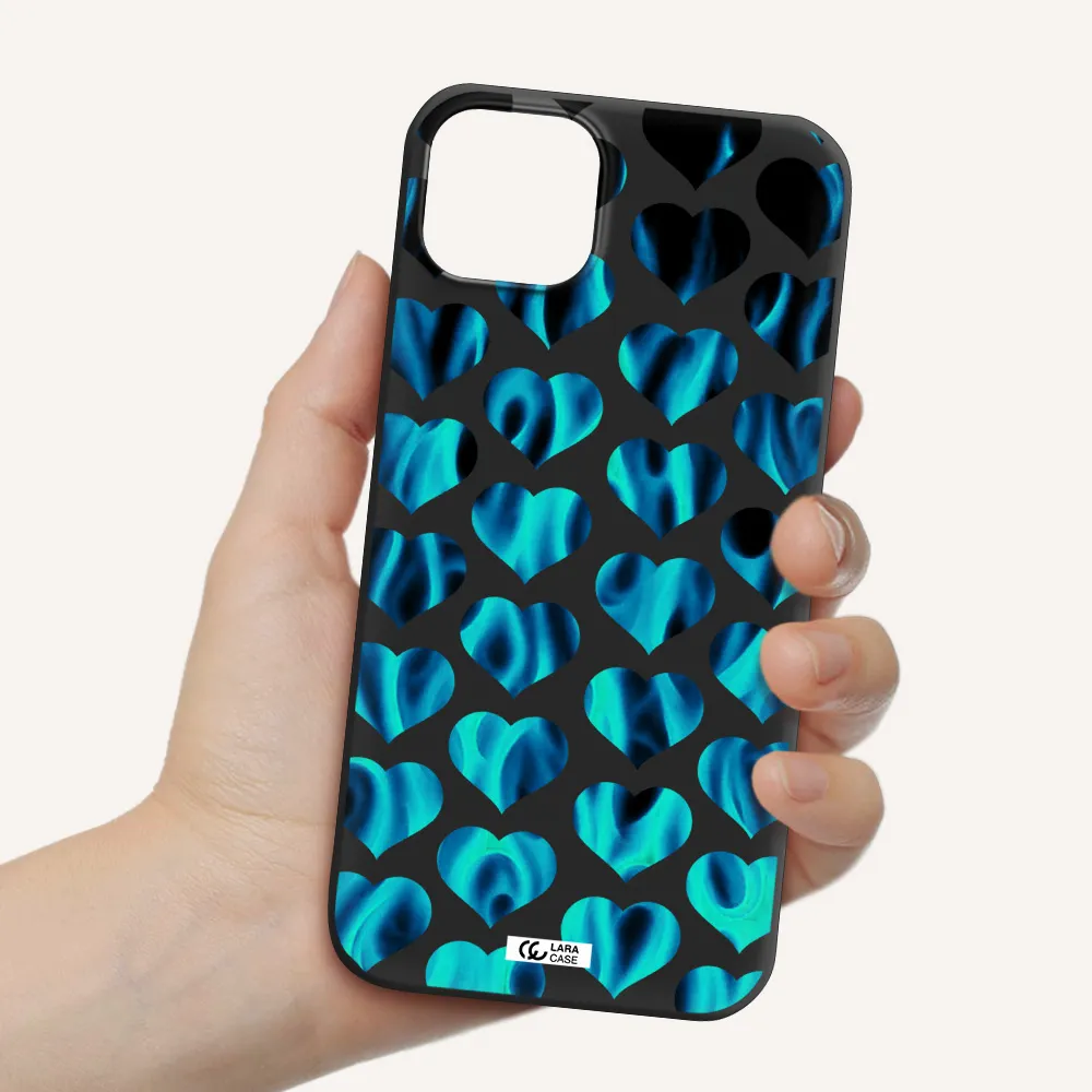 Heart Flame Apple iPhone 14 plus Silicone black Case
