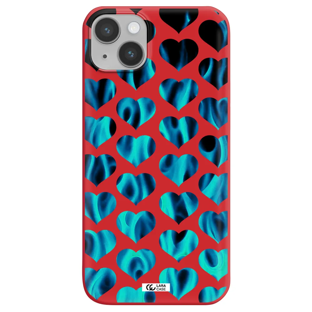 Heart Flame Apple iPhone 14 plus Silicone Imperial Red Case
